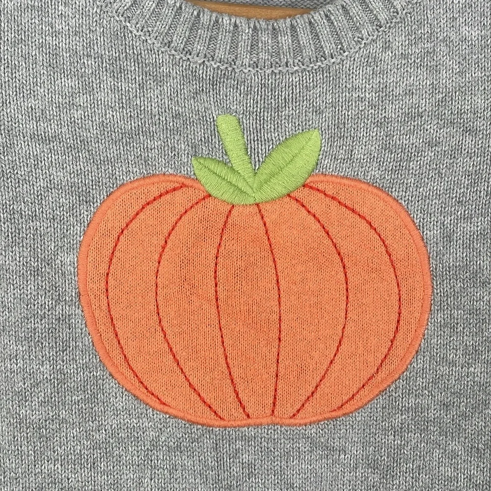 Gymboree Happy Harvest Gray Knit Sweater Dress Girl’s 12 Pumpkin Fall Halloween